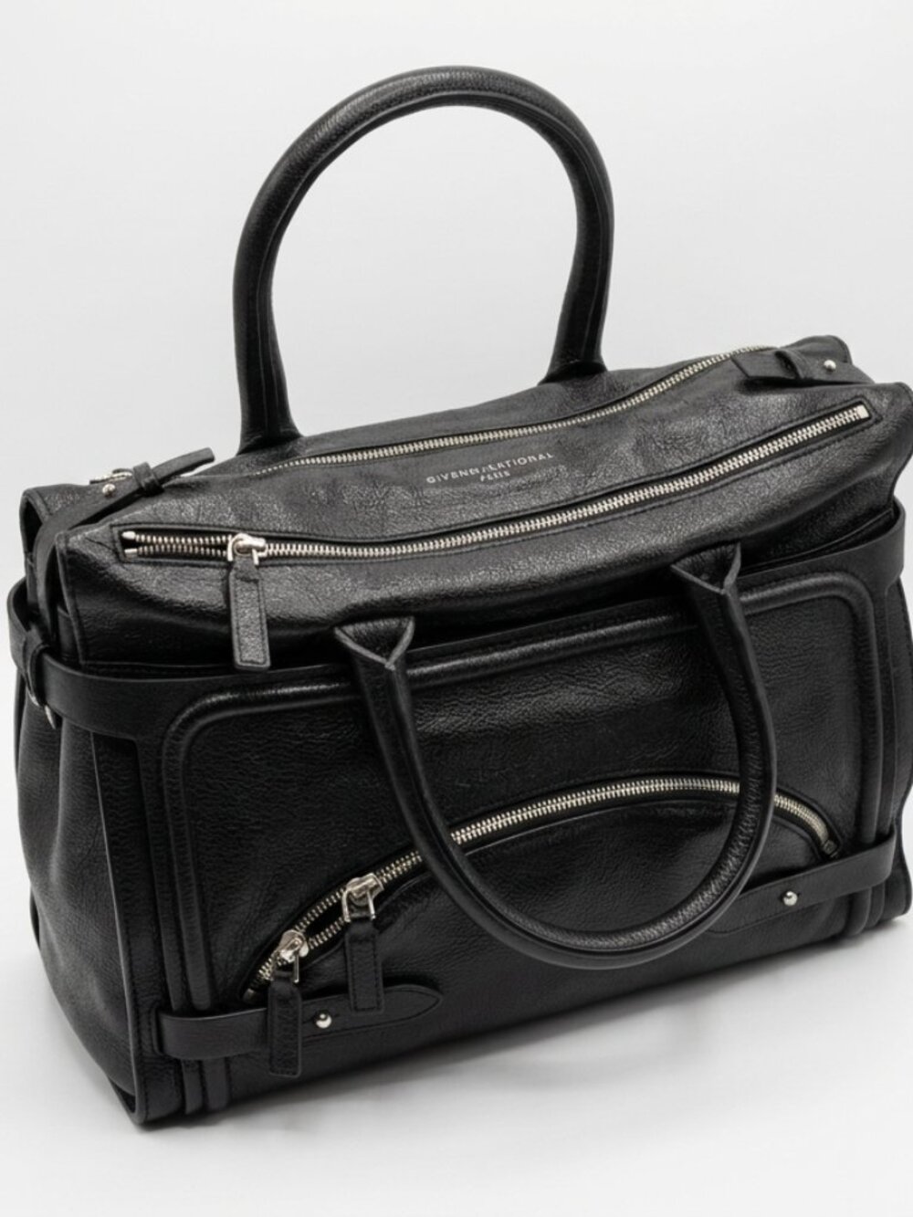 CoSTUME NATIONAL Black Leather Satchel Tote Bag Made In Italy